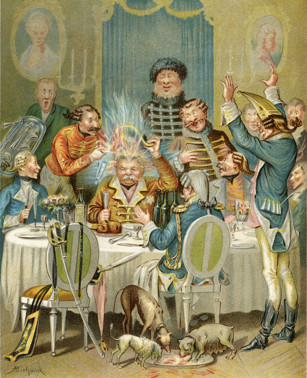 Anekdot av en rysk generals huvud, från "Baron Munchausens äventyr" av Rudolf Erich Raspe (1736-94) publicerad ca 1886 av Alphonse Adolphe Bichard