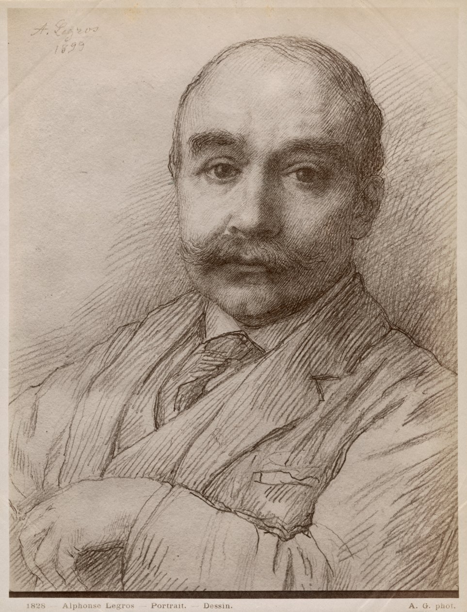 M. Adams, 1899 (svart bly på papper) av Alphonse Legros