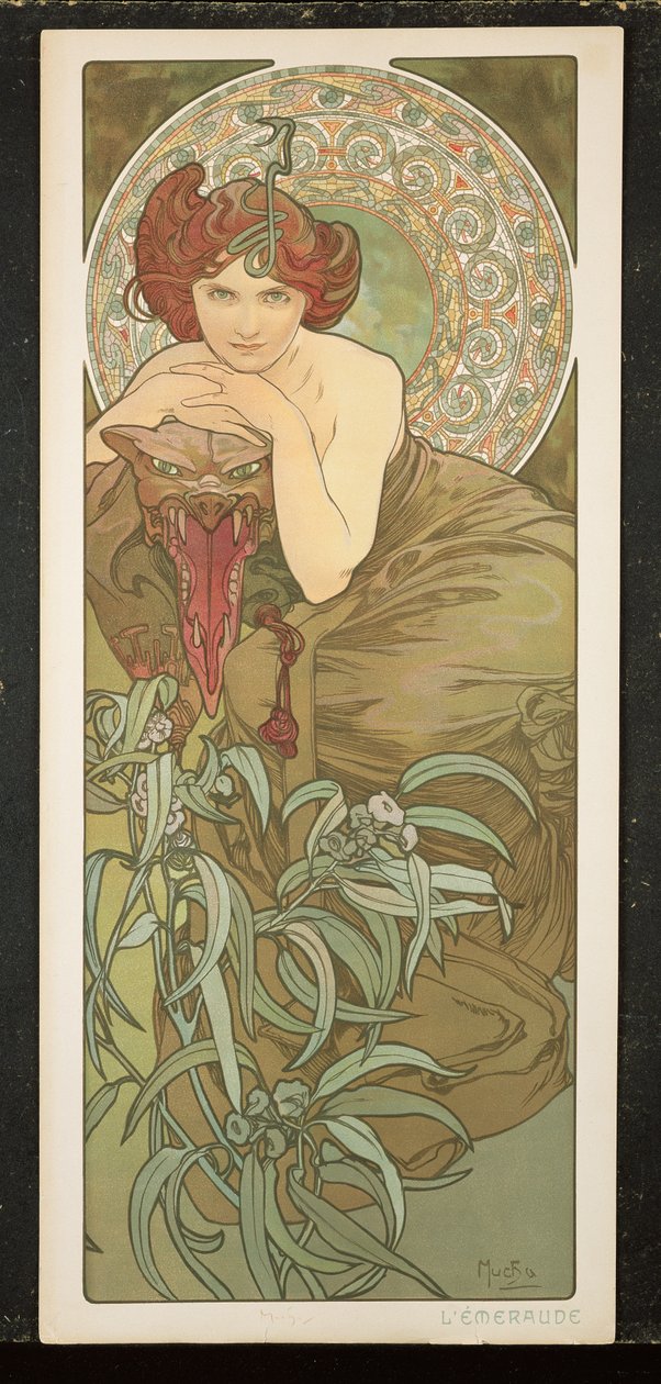 Ädelstenarna: Smaragd, 1900 av Alphonse Mucha