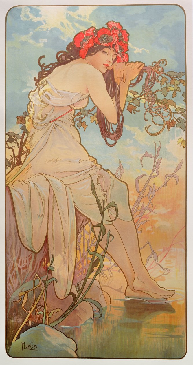 Årstiderna: Sommar, 1896 av Alphonse Mucha