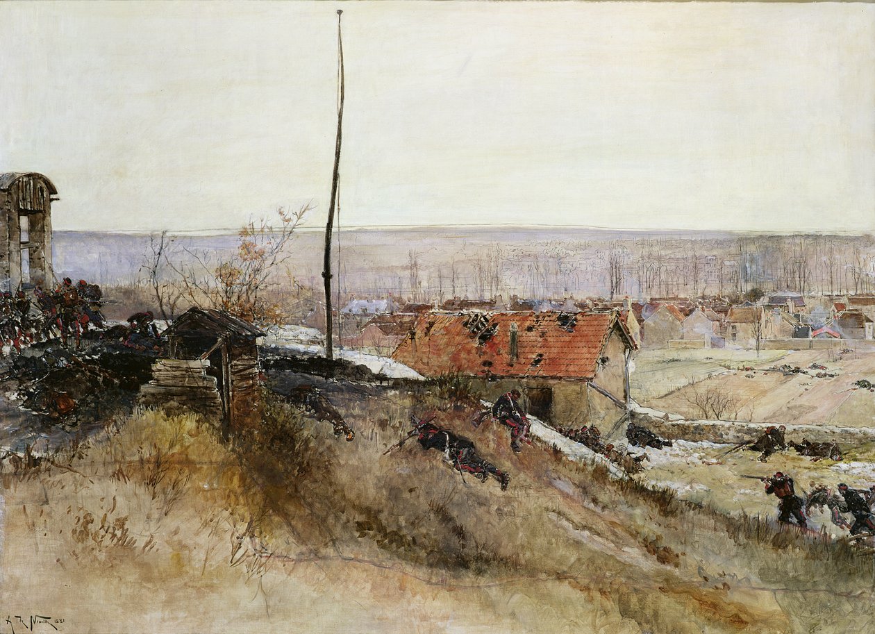 Attack mot kalkugnen vid Champigny Quarry, 2 december 1870, 1881 av Alphonse Marie de Neuville
