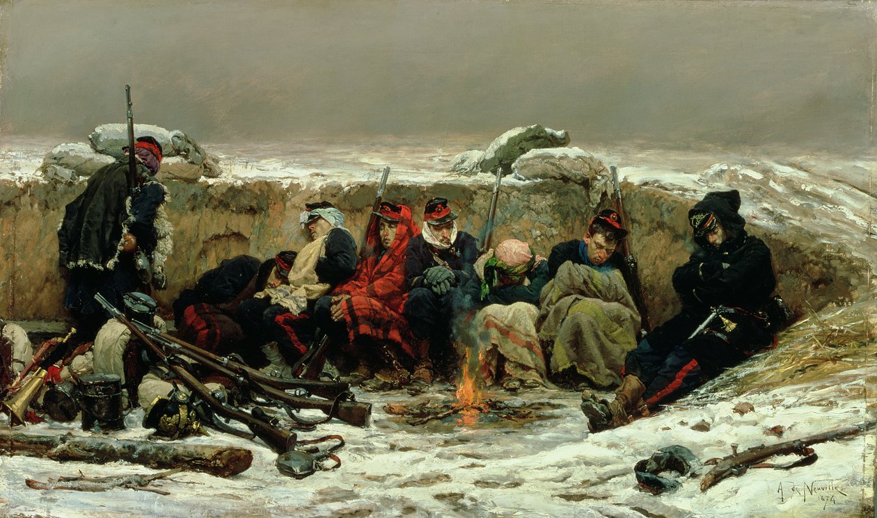 In the Trenches, 1874 av Alphonse Marie de Neuville
