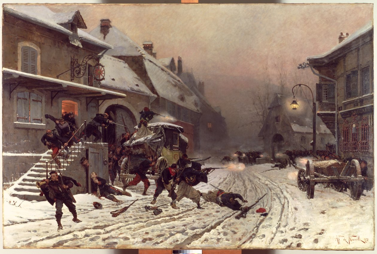 Attacken i gryningen, 1877 av Alphonse Marie de Neuville