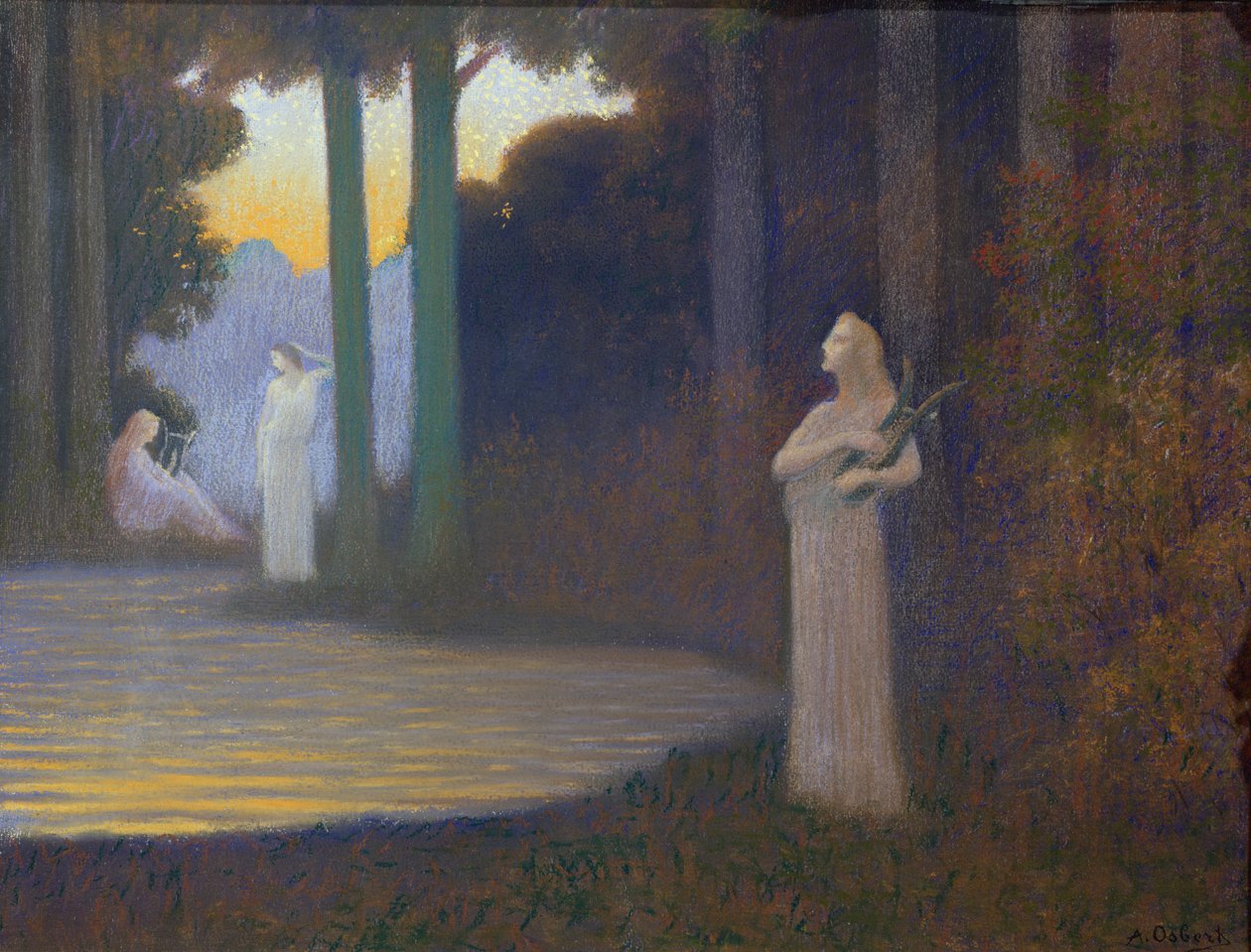 Lyrik i skogen, 1910 (pastell på papper) av Alphonse Osbert