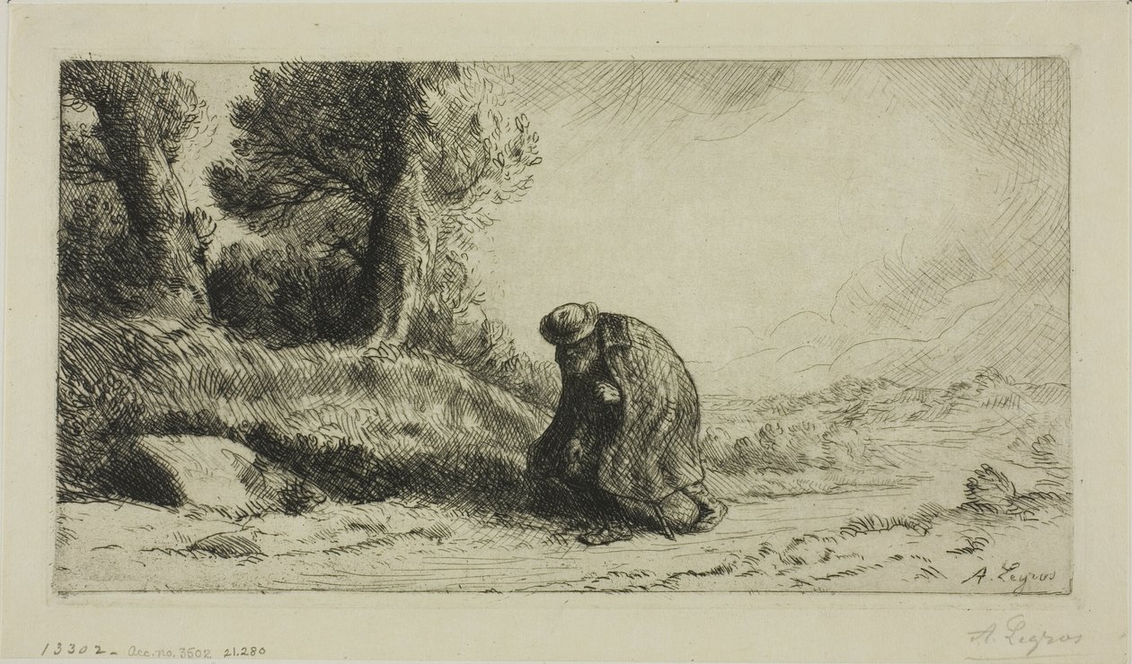 En vagabond som går längs en körfält av Alphonse Legros