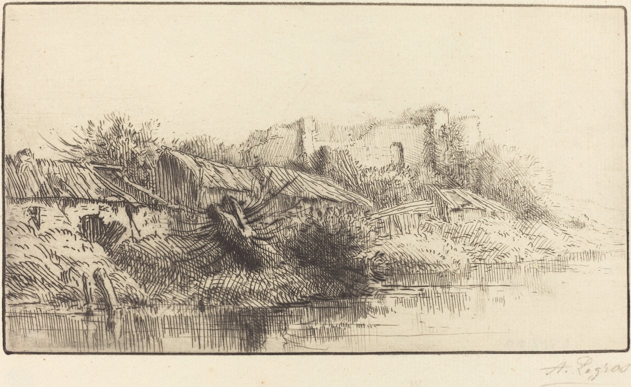 Övergiven by Le village abondonne. av Alphonse Legros