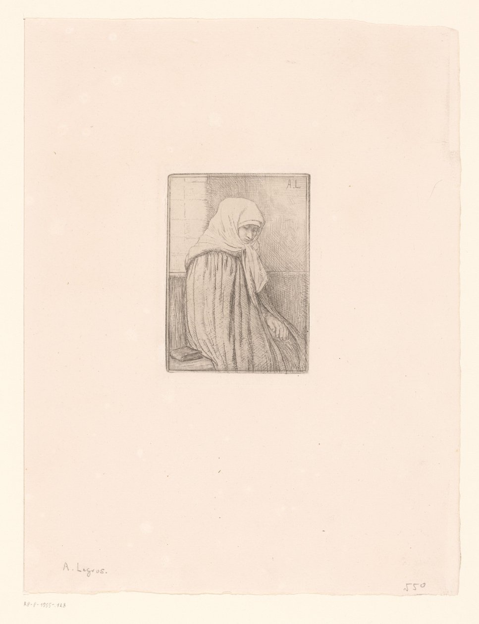 Bretonsk kvinna med huvudduk av Alphonse Legros