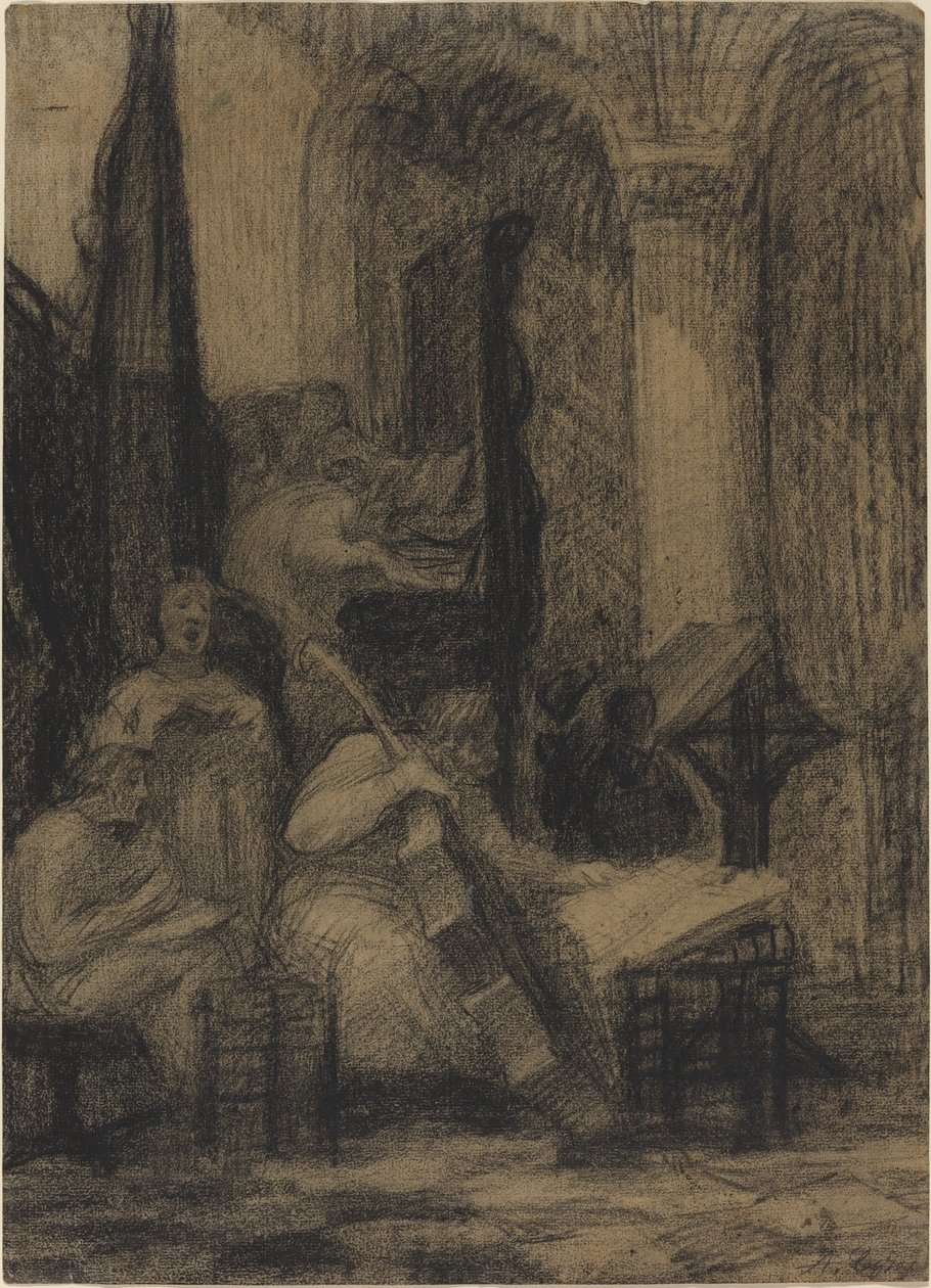 Kör i en spansk kyrka. av Alphonse Legros