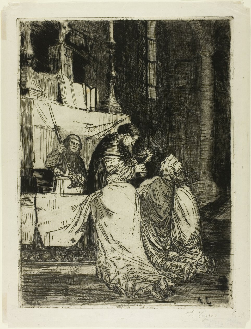 Kommunion i kyrkan St. Médard av Alphonse Legros