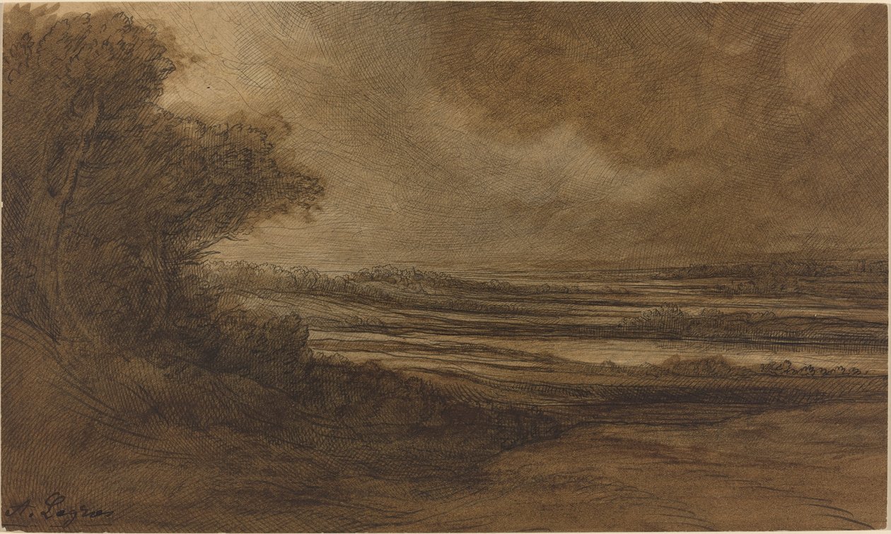 Landsbygden i Bourgogne [recto]. av Alphonse Legros