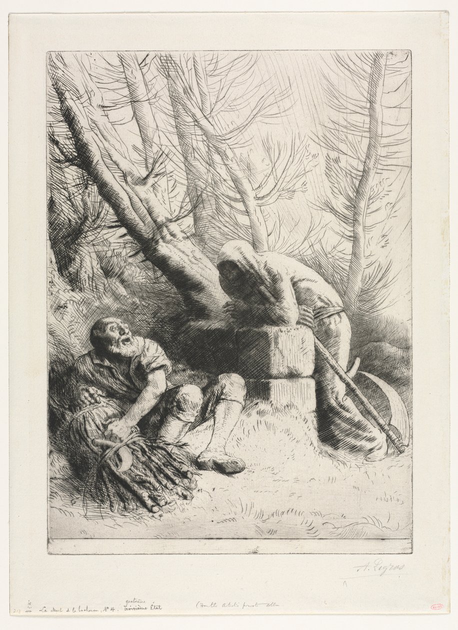 Döden och vedhuggaren, 1881. av Alphonse Legros
