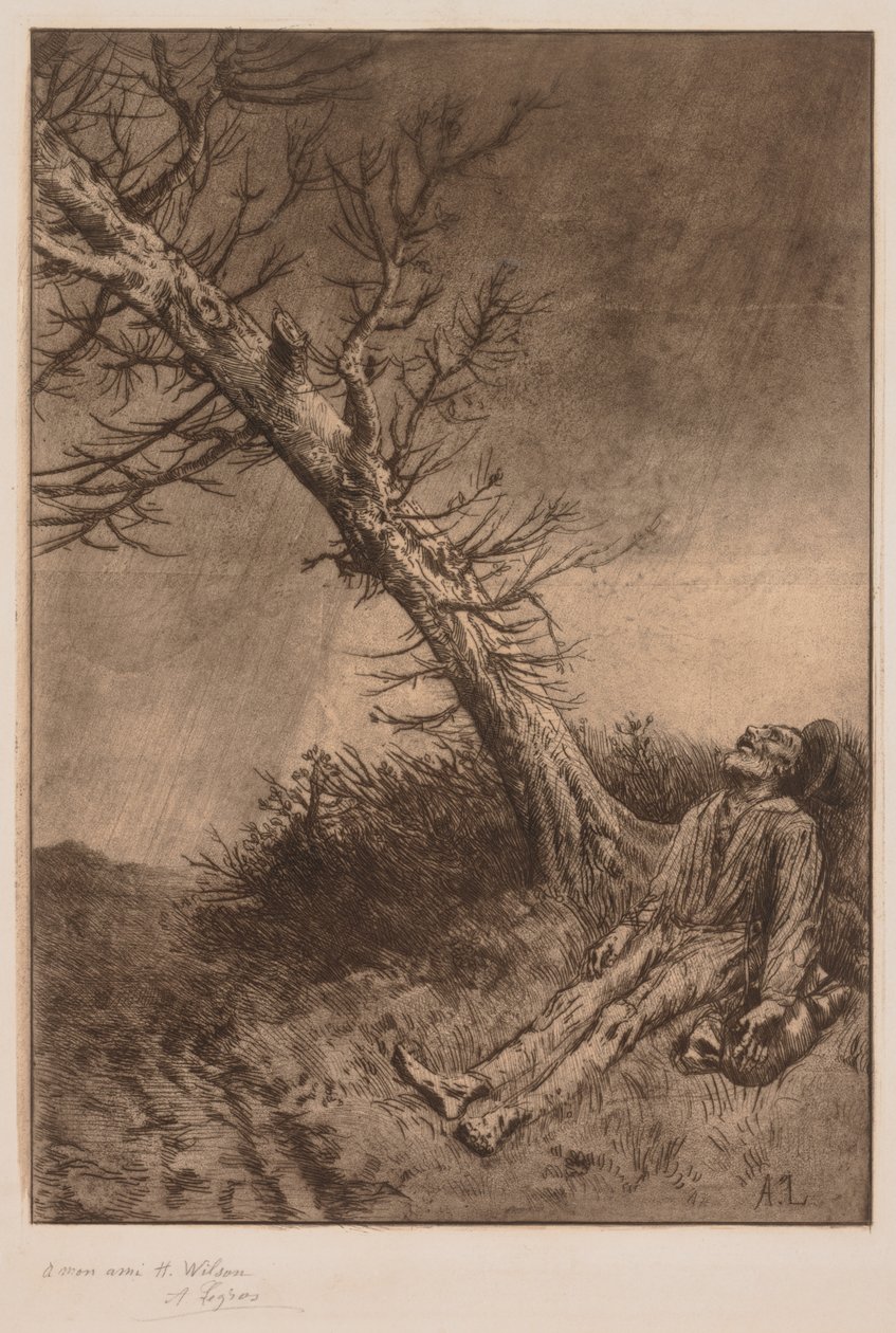 En vagabonds död, ca. 1875. av Alphonse Legros