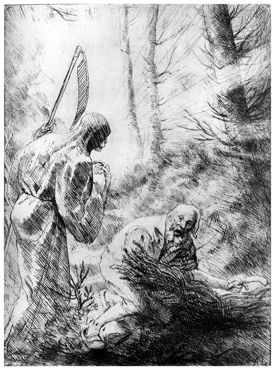 En Woodhewer död, c1860-1910 1924. av Alphonse Legros