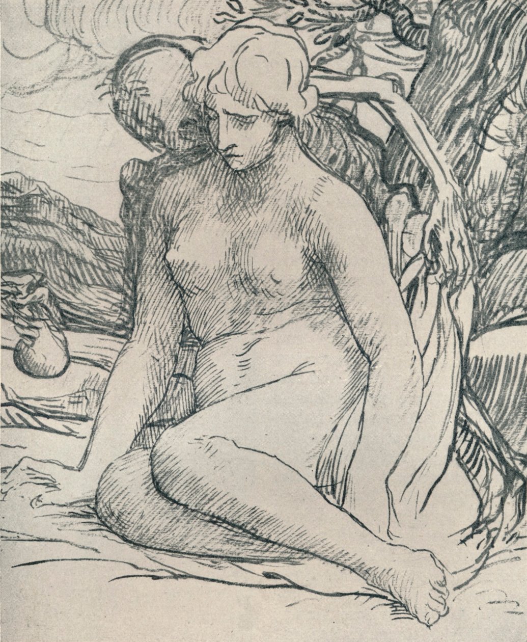 Death the Wooer, c1895, 1923 av Alphonse Legros