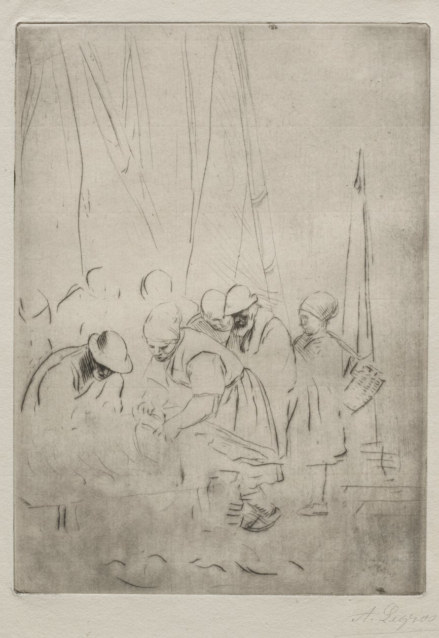 Fiskare på kajen i Boulogne av Alphonse Legros