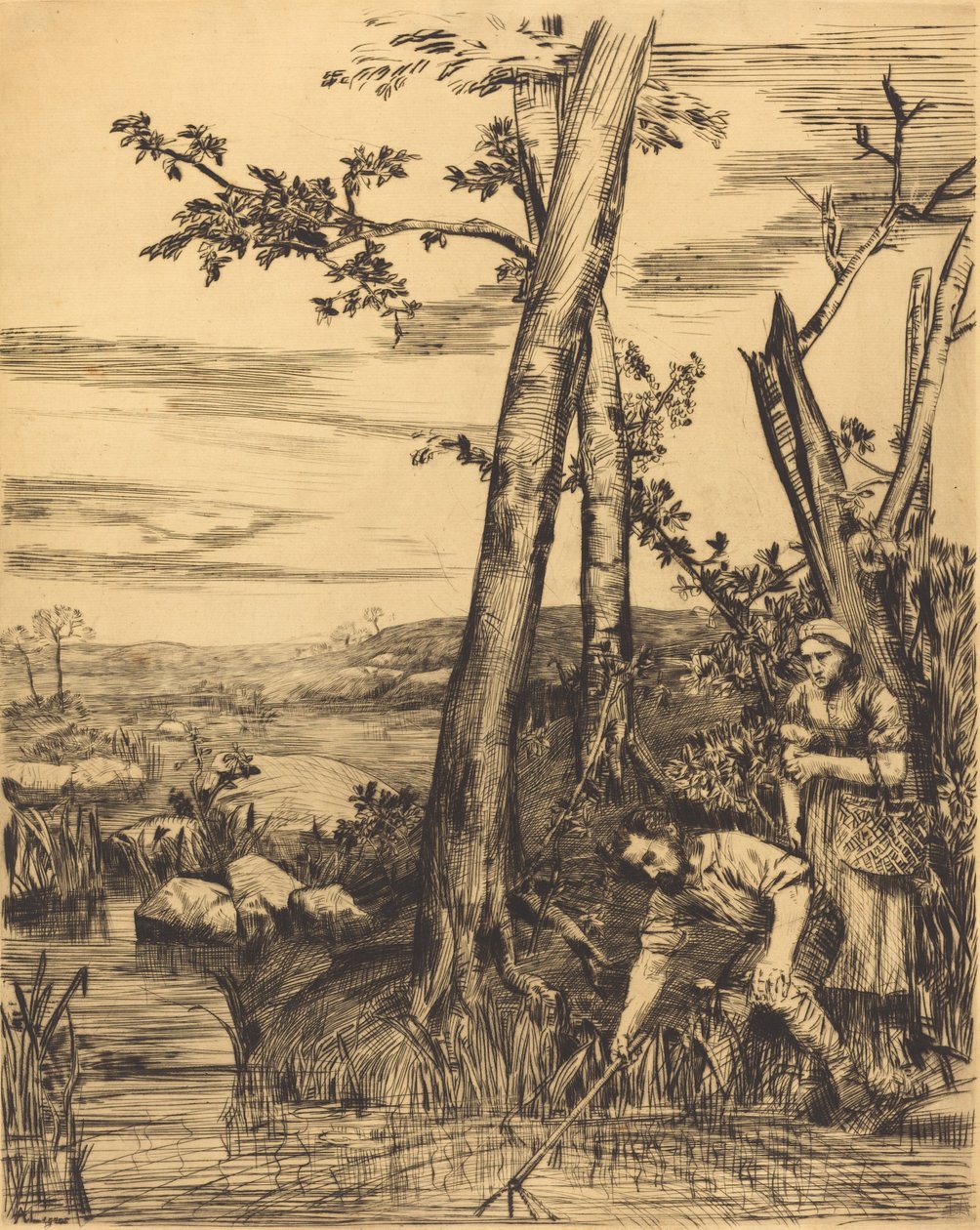 Fiske efter kräftor Kräftfiskare. av Alphonse Legros