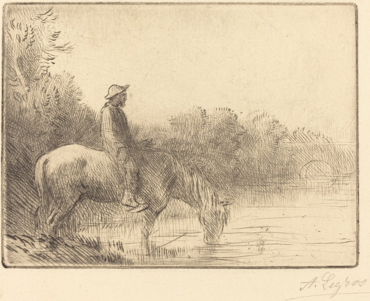 Fording a River Le gue. av Alphonse Legros