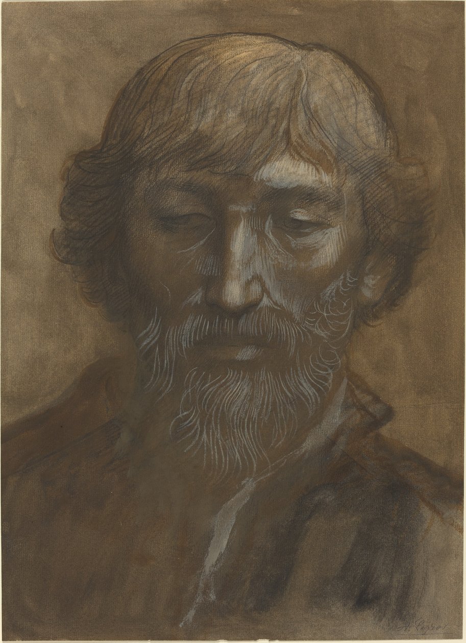 Head of a Man, Full Face av Alphonse Legros