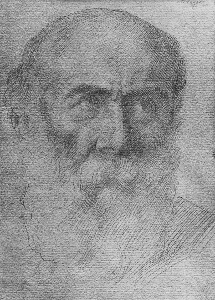 En mans huvud (guldpunkt på papper) av Alphonse Legros