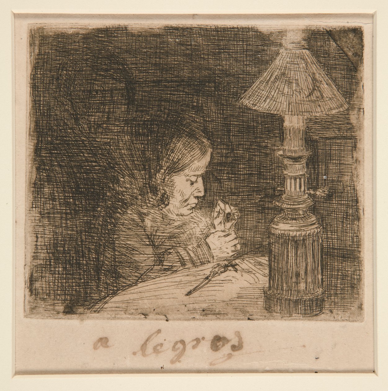 La Couseuse (Sömnadskvinnan) av Alphonse Legros