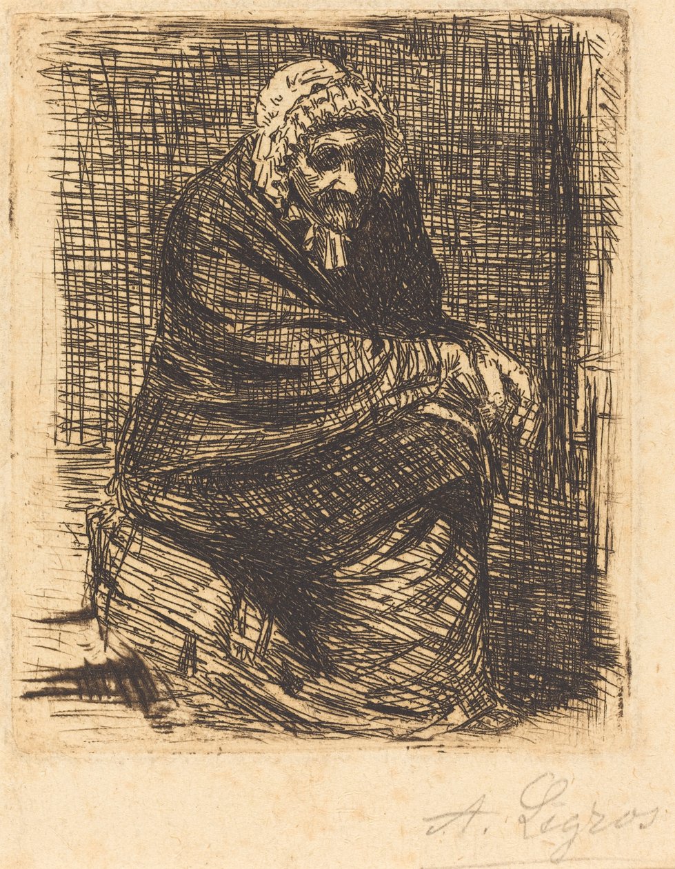 Gammal kvinna sittande Den gamla kvinnan sittande. av Alphonse Legros