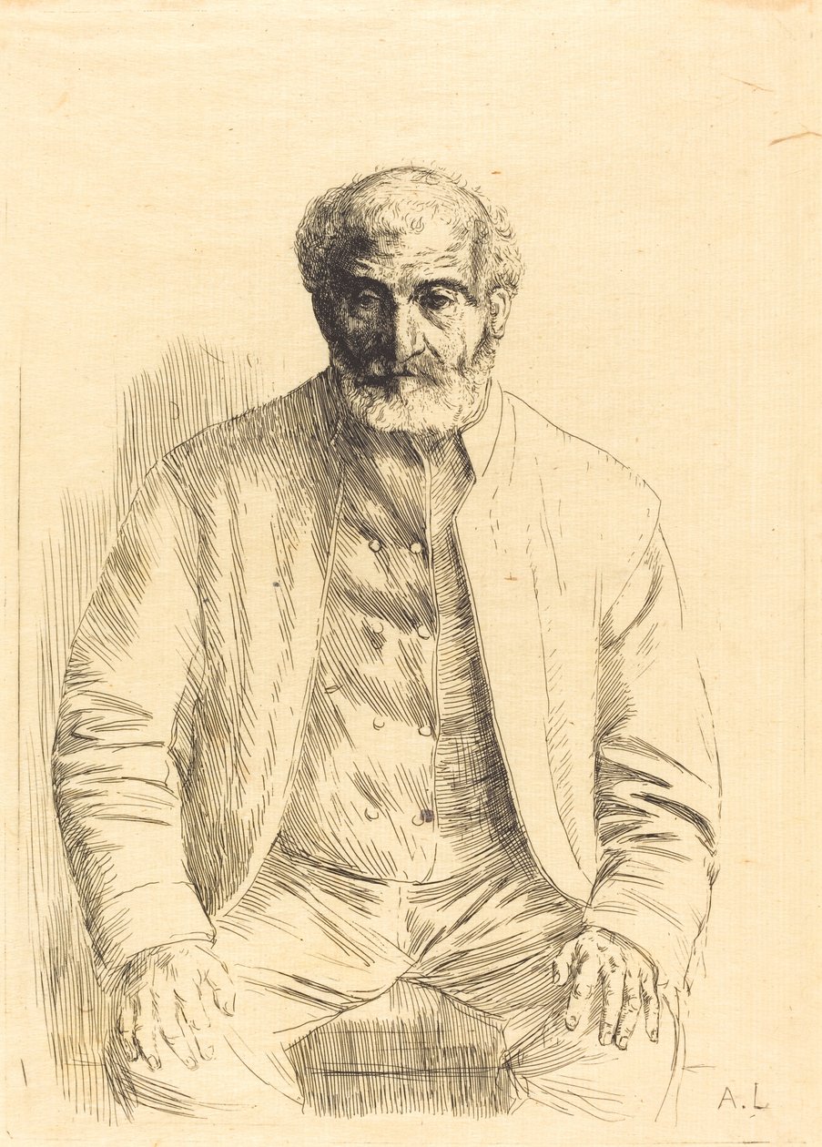 Gubben sittande Vieillard assis. av Alphonse Legros
