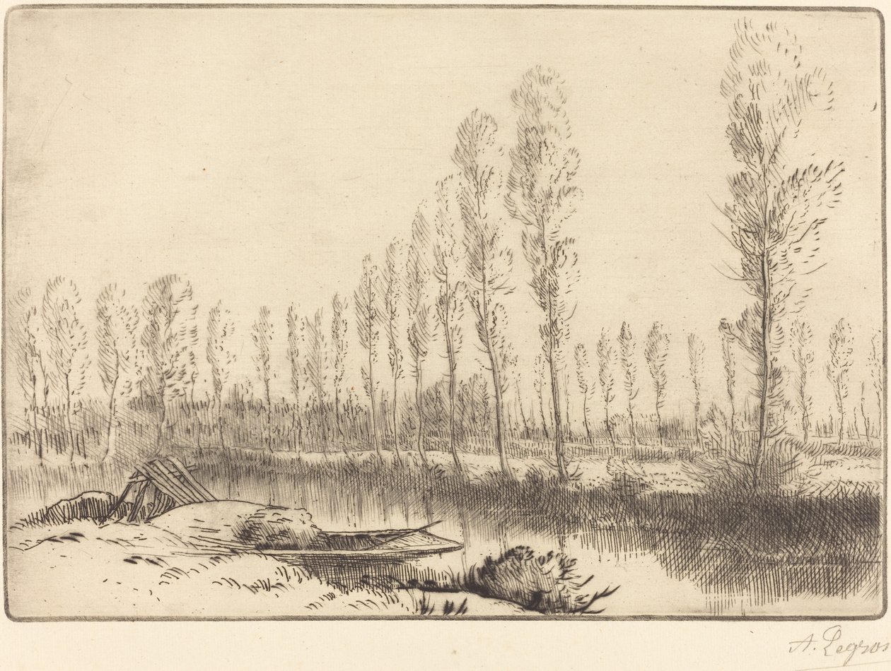 Poplar nära Amiens Nära Amiens, torvmarkerna. av Alphonse Legros