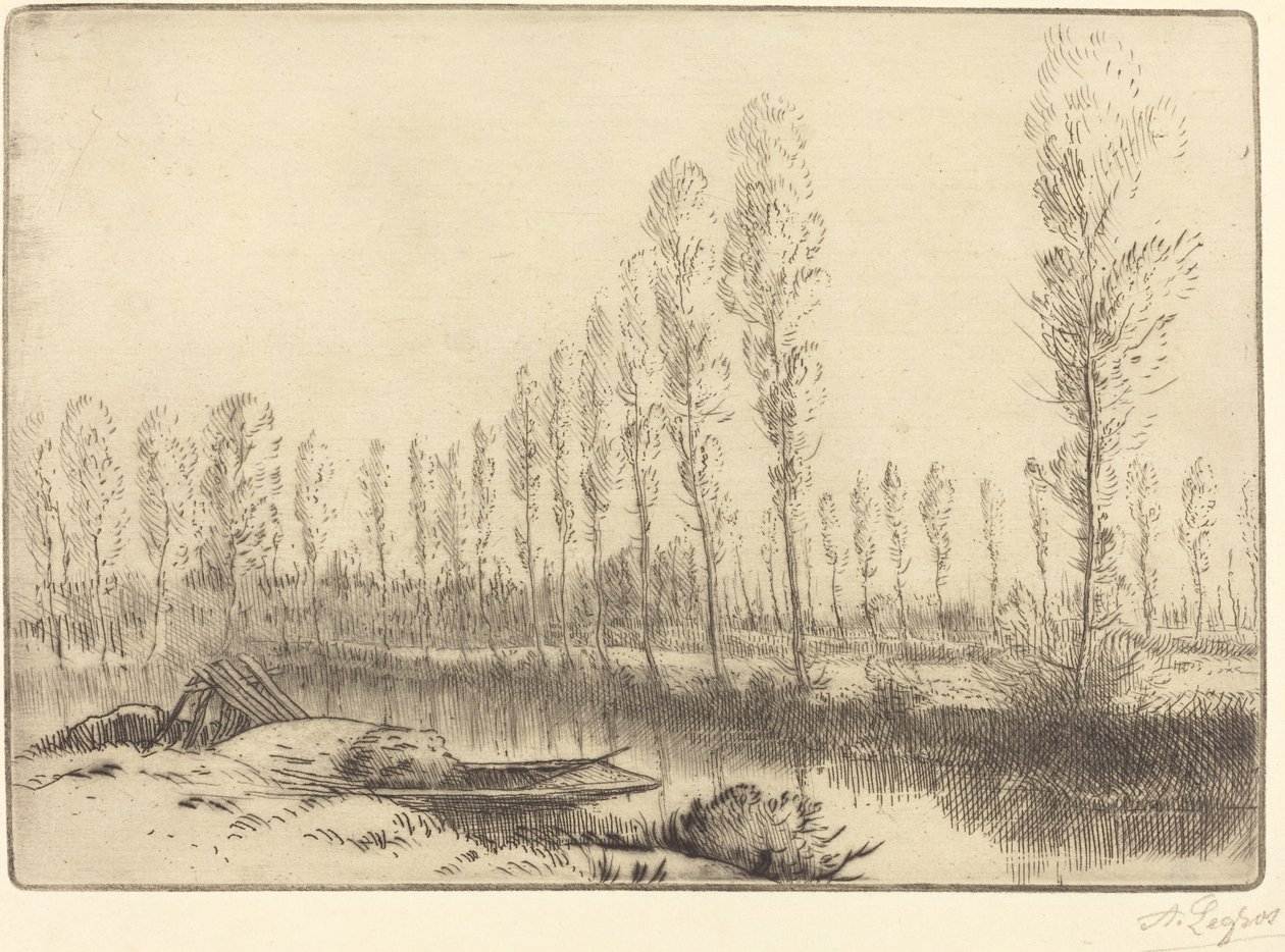 Poplar nära Amiens Nära Amiens, torvmarkerna. av Alphonse Legros