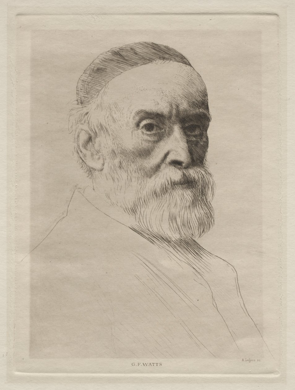 Porträtt av George Frederic Watts av Alphonse Legros