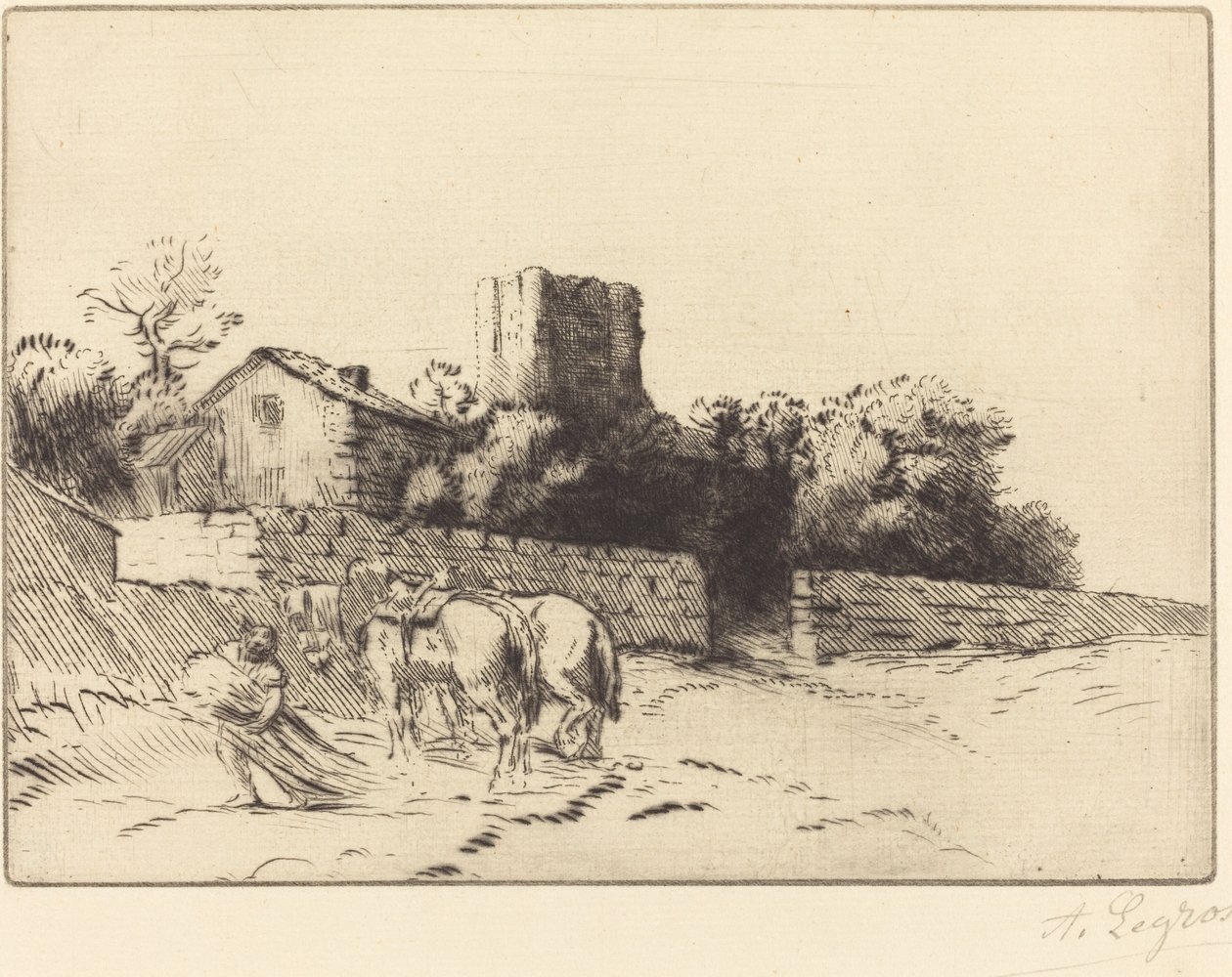 Prästgårdsmur (Le mur du presbytere) av Alphonse Legros