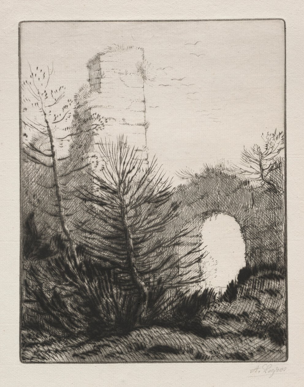 Ruinerna av ett kloster. av Alphonse Legros