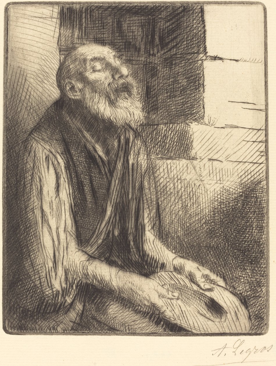 Sittande Beggar Mendiant assist. av Alphonse Legros