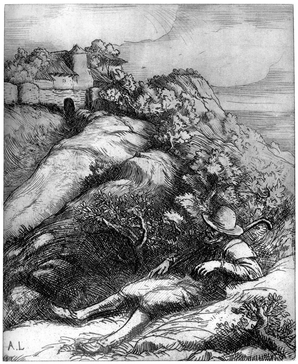 Shepherd Resting, c1860-1910 1924 av Alphonse Legros