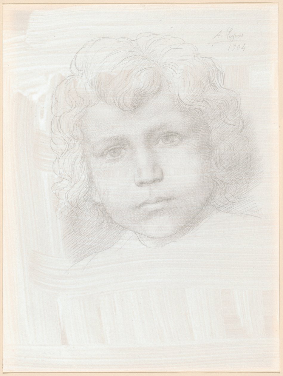 Studie av Amor (huvud på en flicka) av Alphonse Legros
