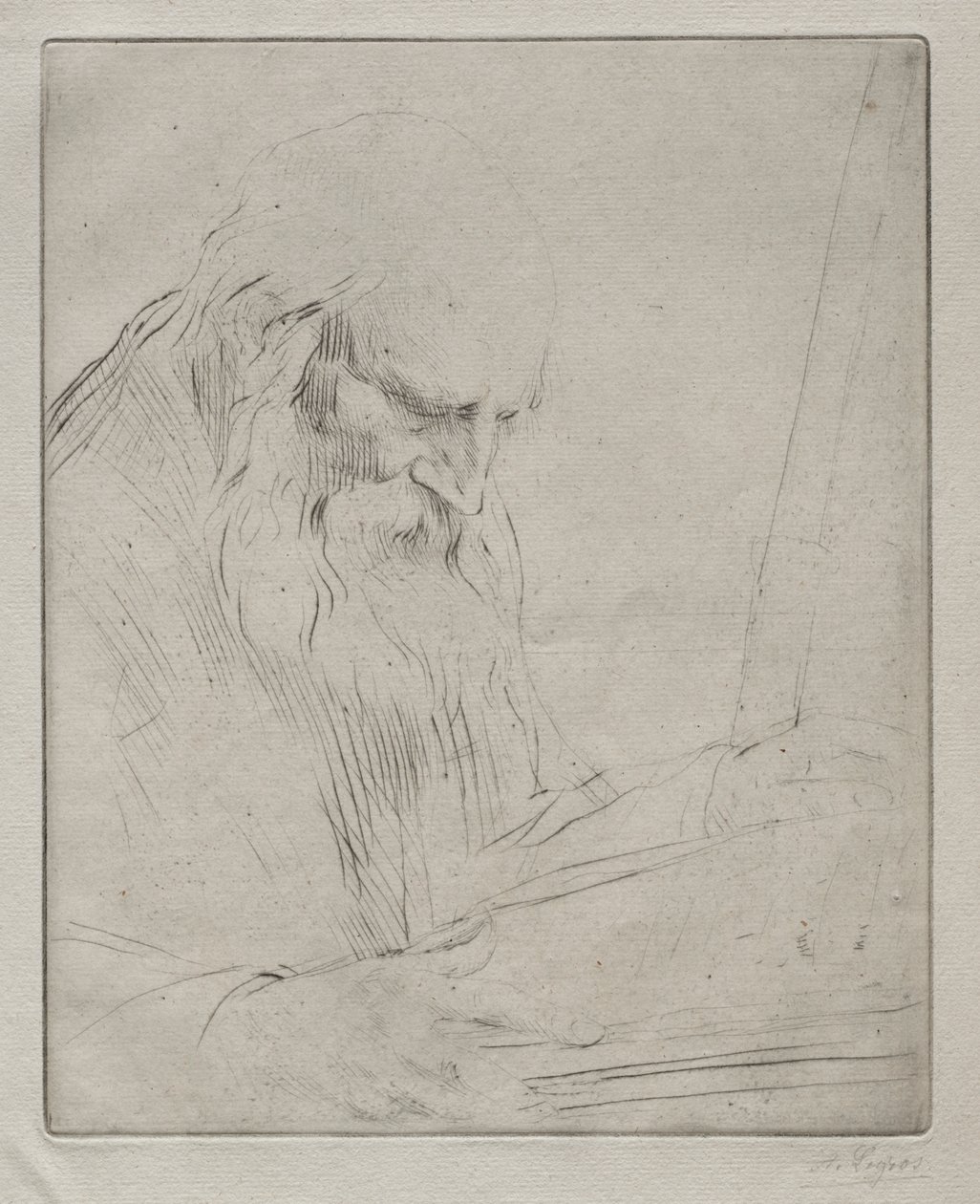 Studie av en man som läser av Alphonse Legros