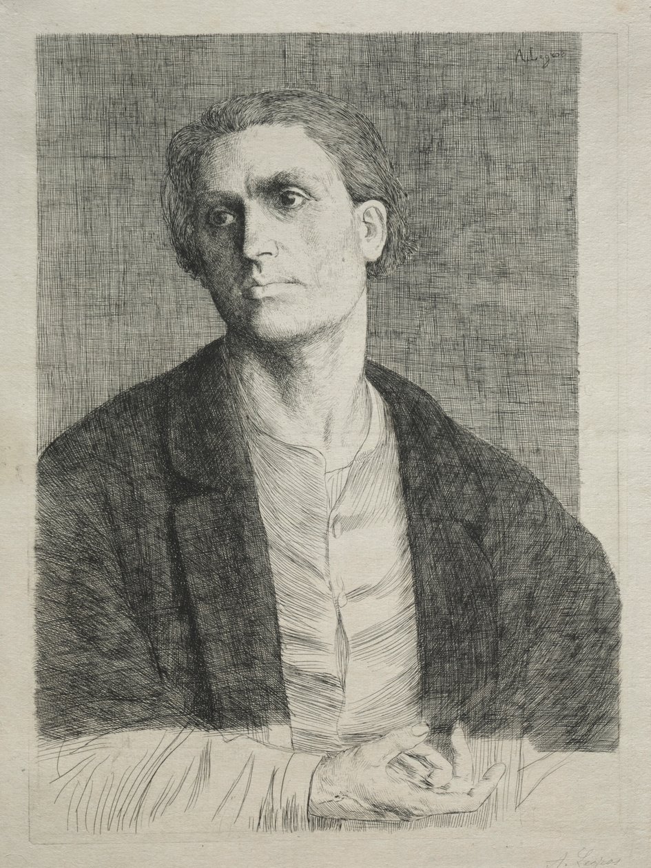Studie av ett manshuvud. av Alphonse Legros