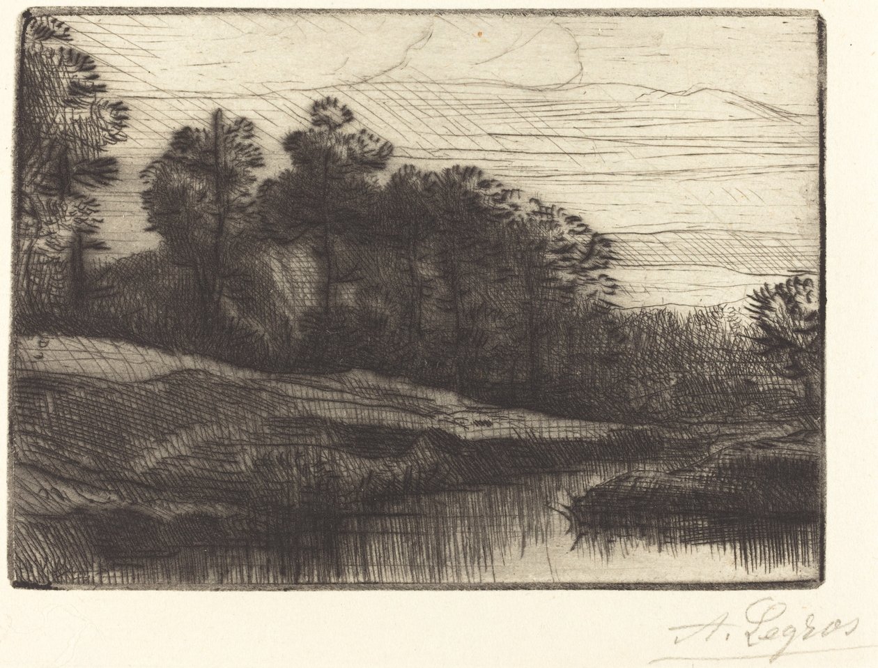 Solnedgång (kväll (solnedgång)) av Alphonse Legros