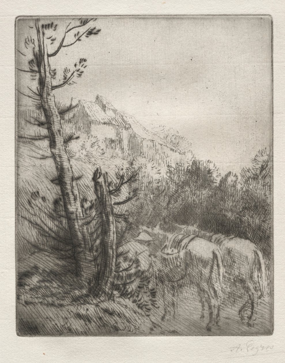 Gården på kullen. av Alphonse Legros