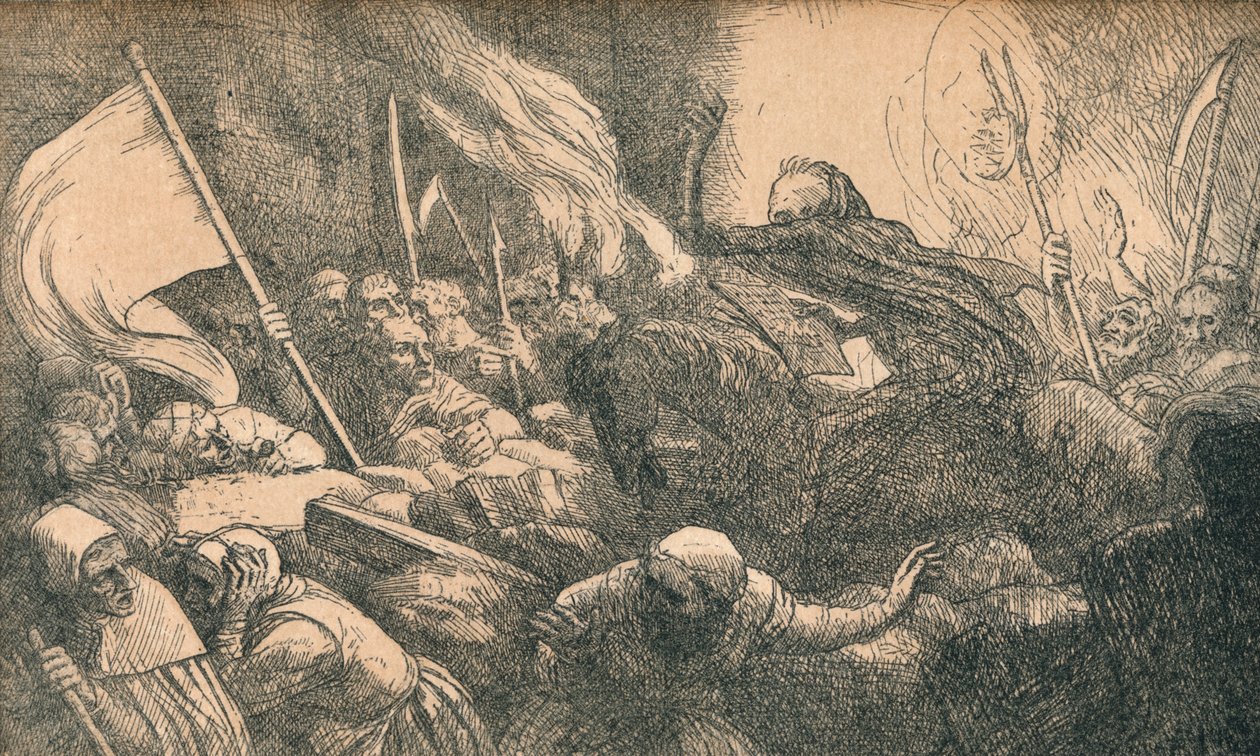 Dödens triumf, tillkännagivandet, c1885 av Alphonse Legros