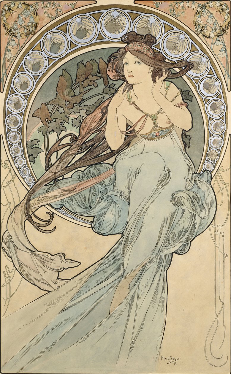 Musiken, 1898 av Alphonse Mucha