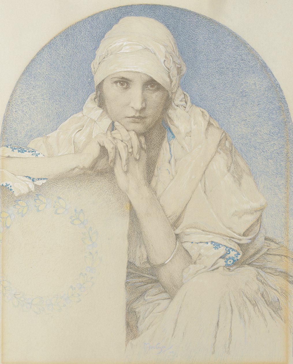 Porträtt av Jaroslava av Alphonse Mucha