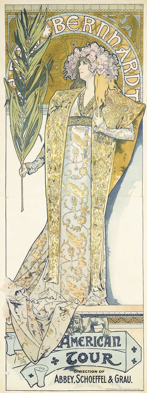 Sarah Bernhardt, Amerikansk turné, 1895 av Alphonse Mucha