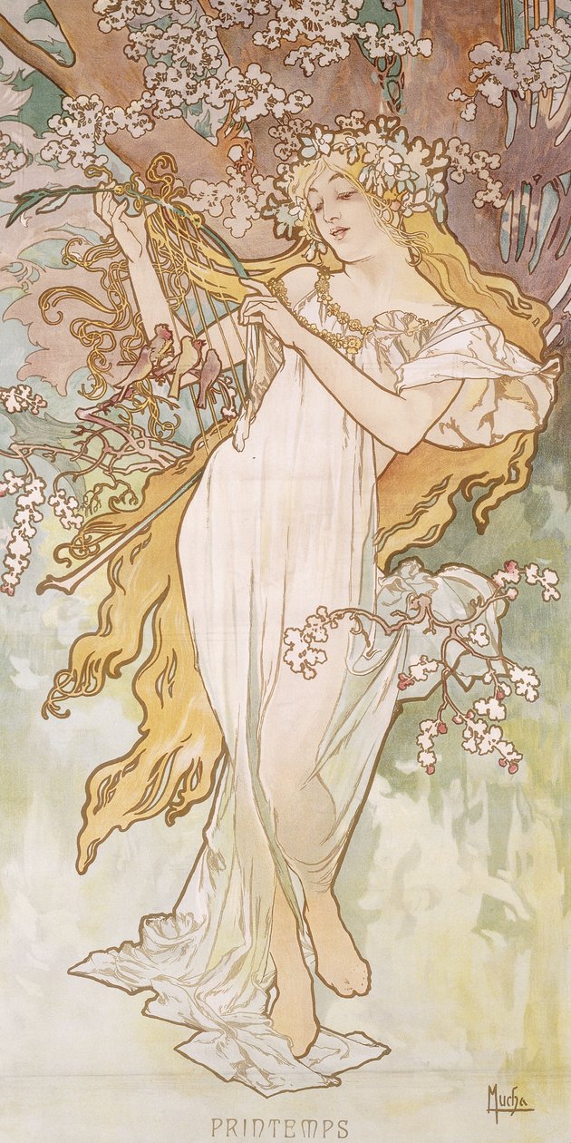 Vår; Printemps, c.1896 av Alphonse Mucha