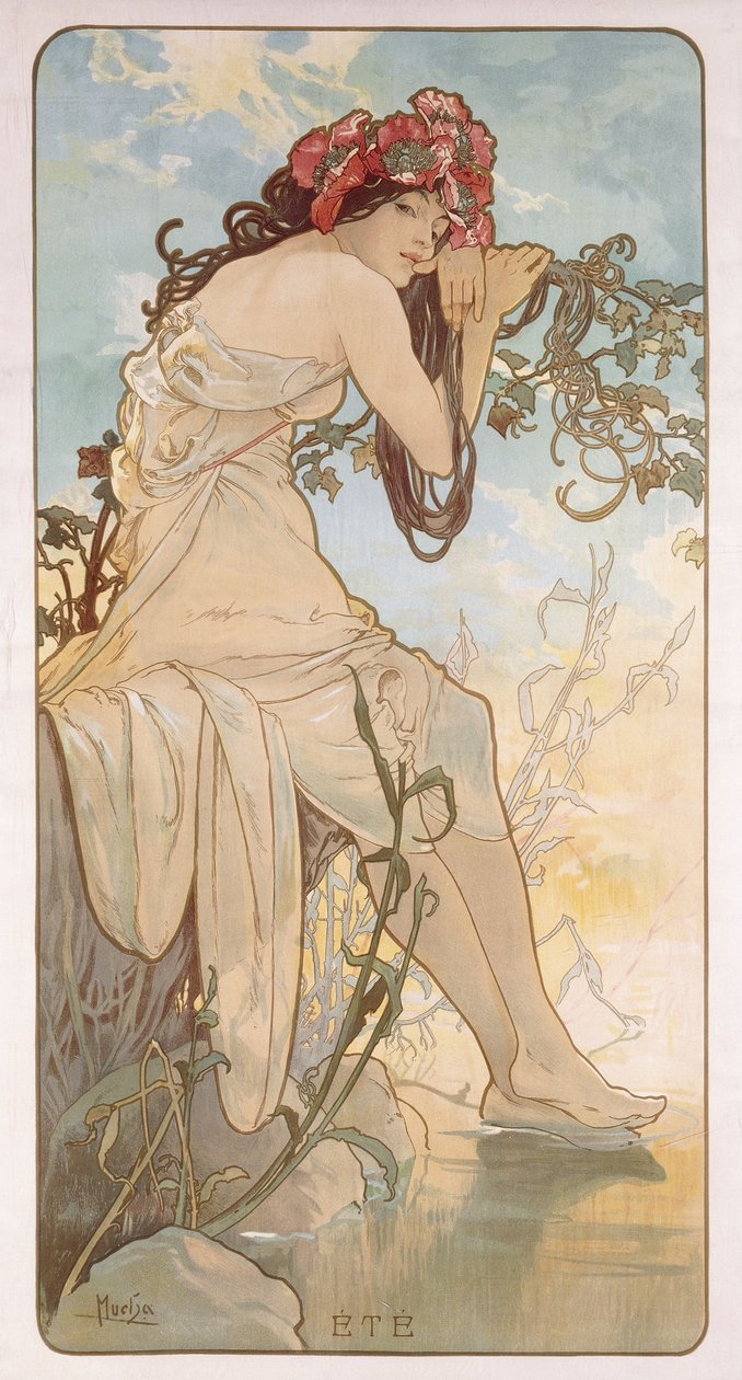 Sommar; Ete, ca 1896 av Alphonse Mucha