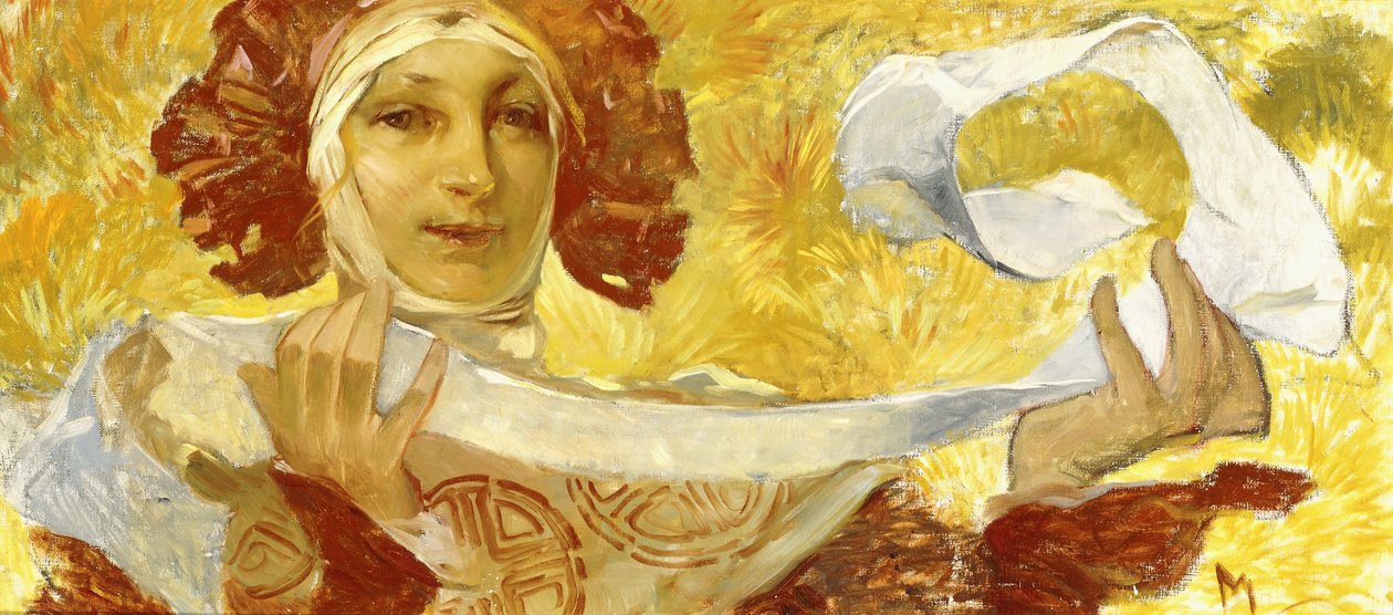 Kvinna med ett band, ca. 1902-1903 av Alphonse Mucha