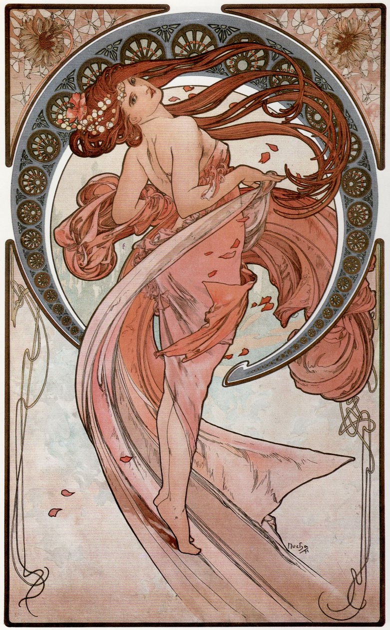 Dans från serien The Arts, 1898 av Alphonse Mucha