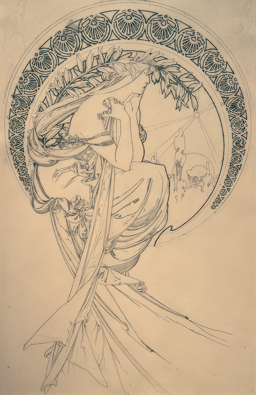Poesin (utkast) av Alphonse Mucha