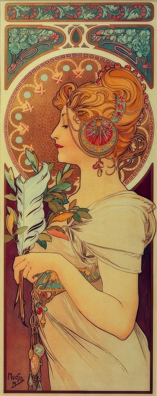 fjäder av Alphonse Mucha