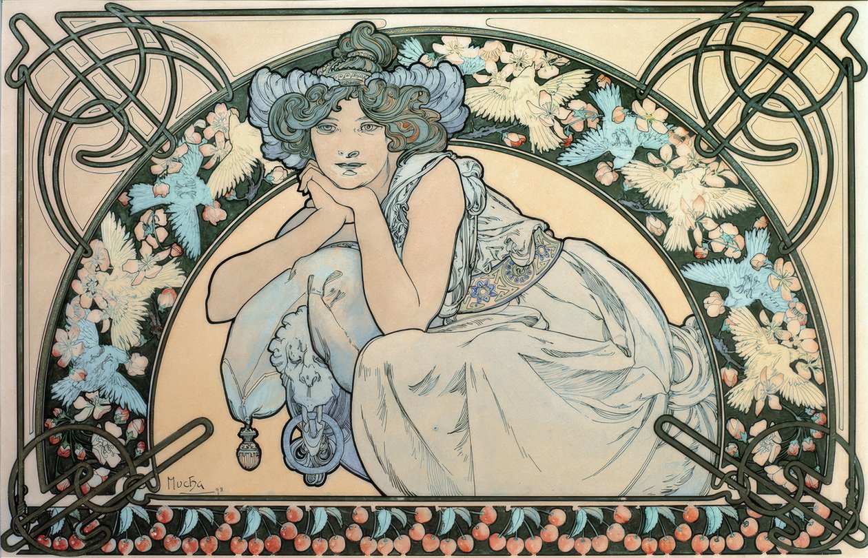 Kirschblüte av Alphonse Mucha