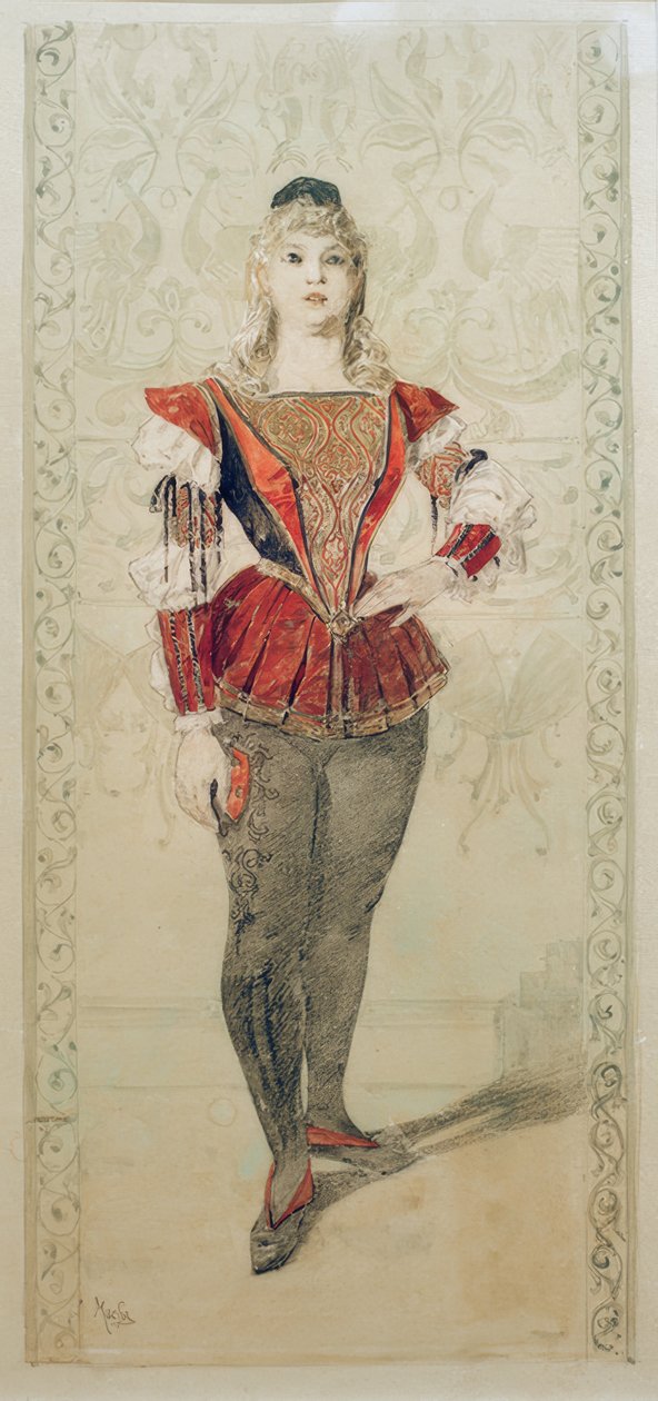 Kostym på teatern av Alphonse Mucha